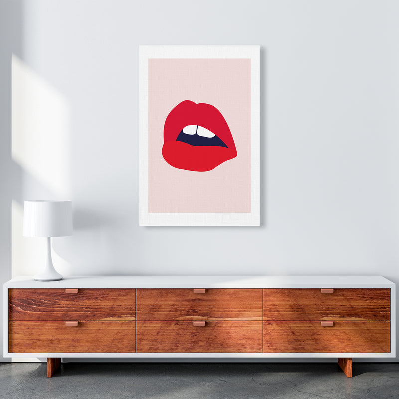 Red Lips Salmon Back  Art Print by Pixy Paper A1 Canvas