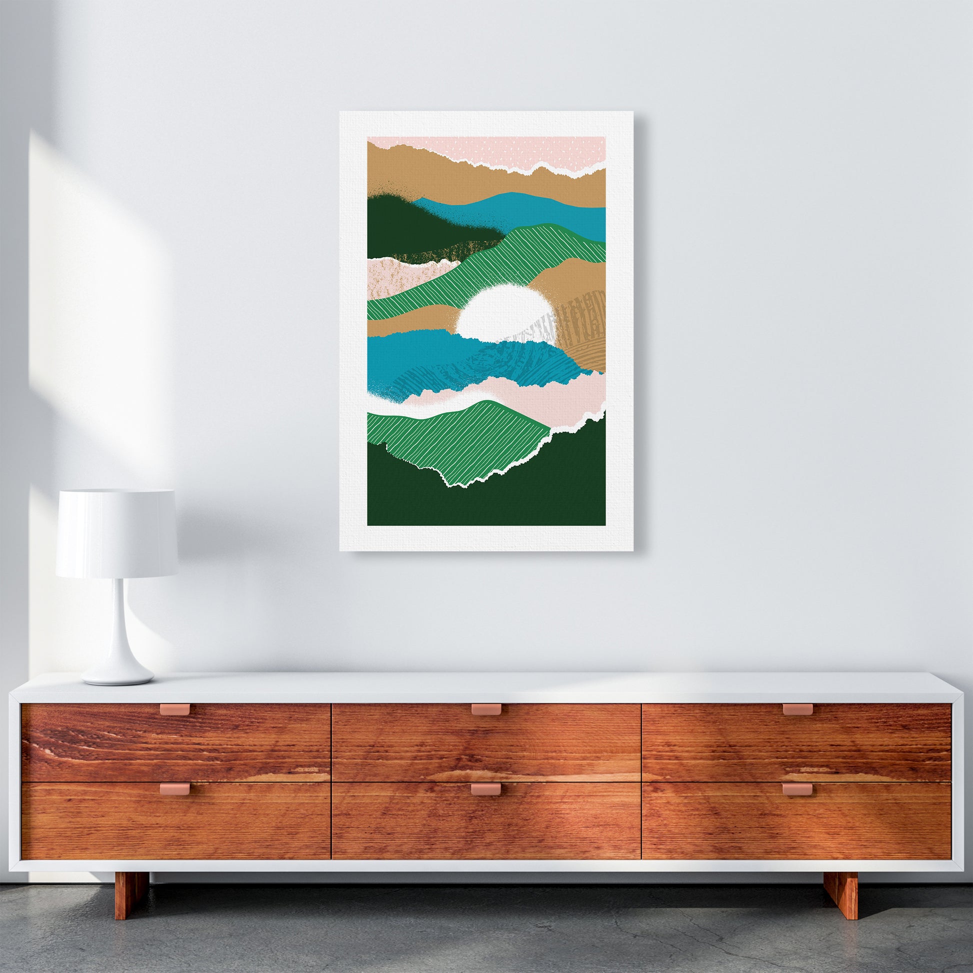 Sun Rising Jungle Abstract  Art Print by Pixy Paper A1 Canvas