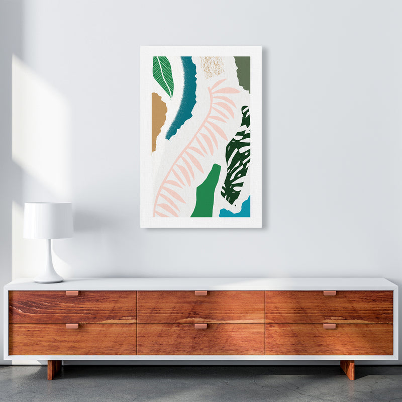 Pink Leaf Jungle Abstract  Art Print by Pixy Paper A1 Canvas