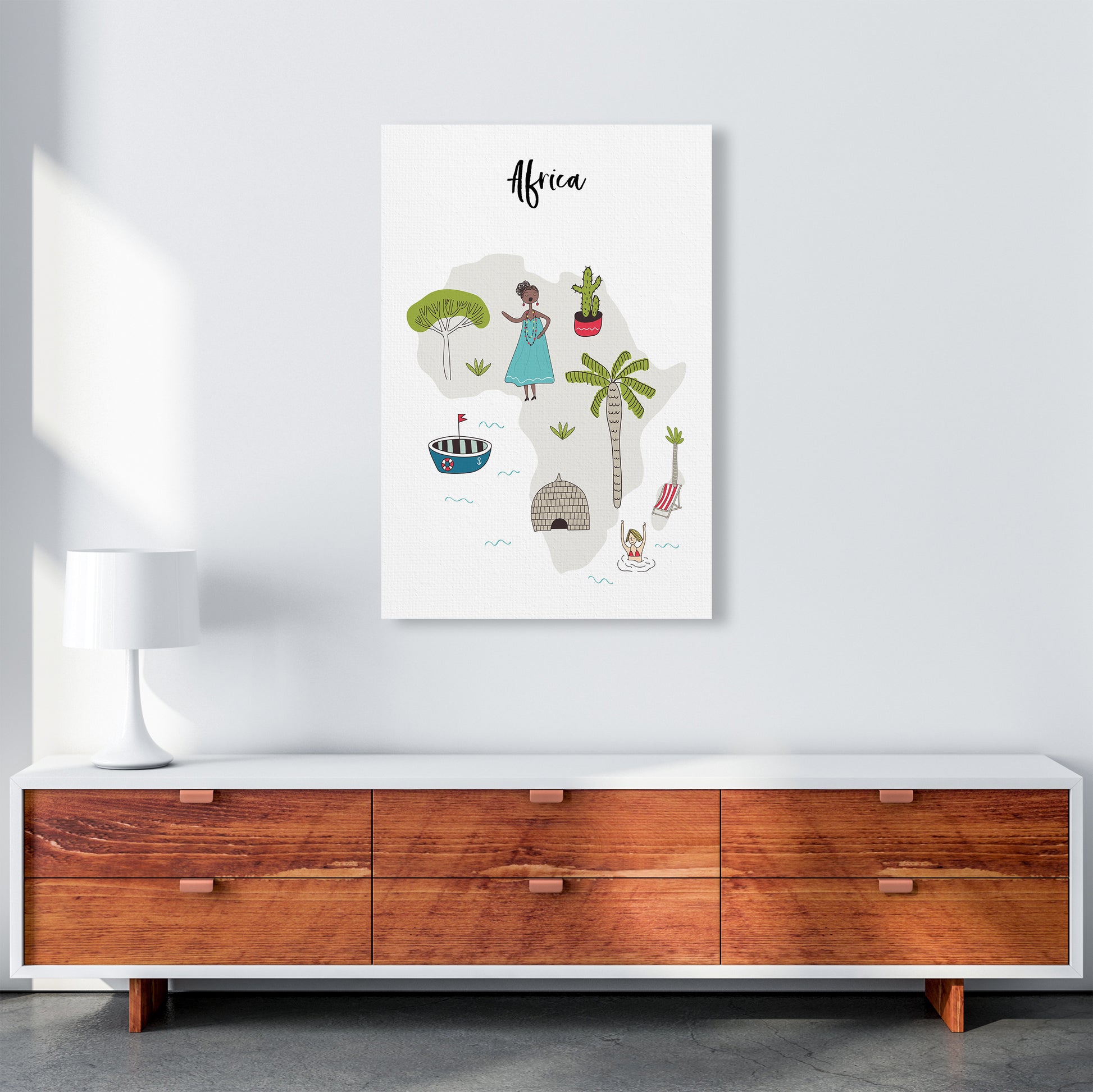 Africa Map  Art Print by Pixy Paper A1 Canvas