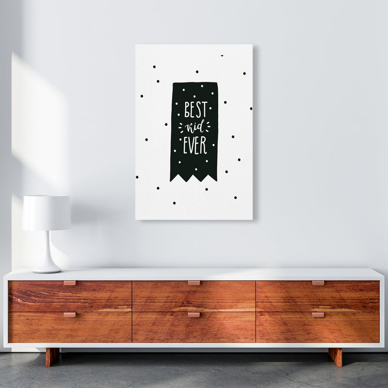 Best Kid Ever Flag Black Super Scandi  Art Print by Pixy Paper A1 Canvas