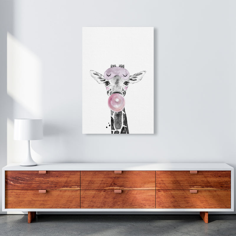 Safari Babies Giraffe With Bubble  Art Print by Pixy Paper A1 Canvas