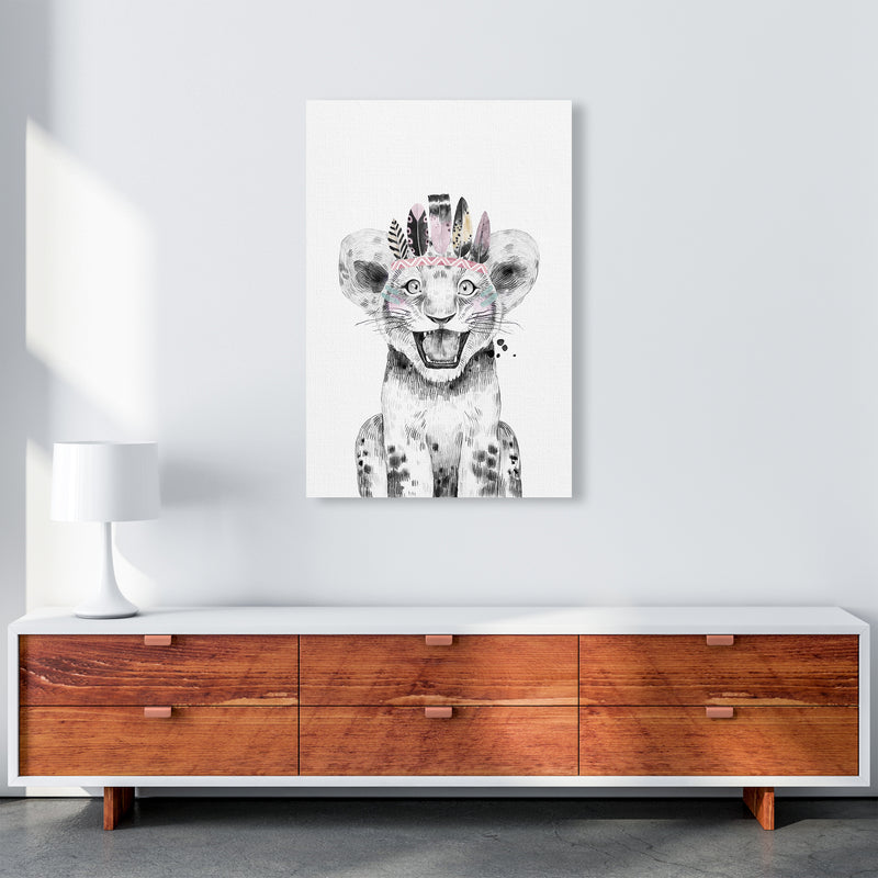 Safari Babies Tiger Feathers  Art Print by Pixy Paper A1 Canvas