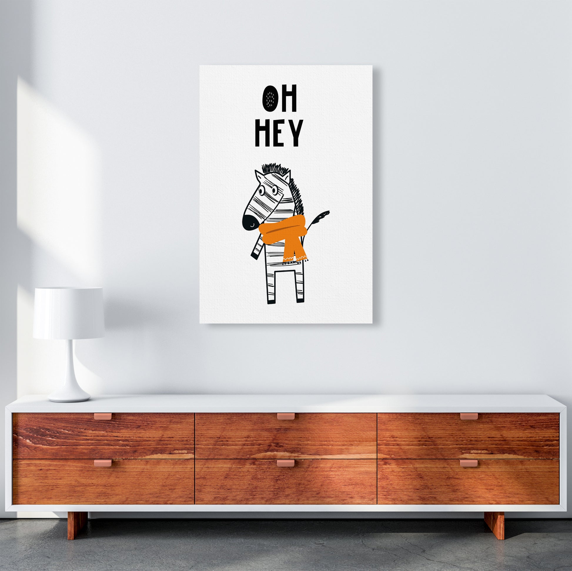 Oh Hey Zebra Animal Pop  Art Print by Pixy Paper A1 Canvas