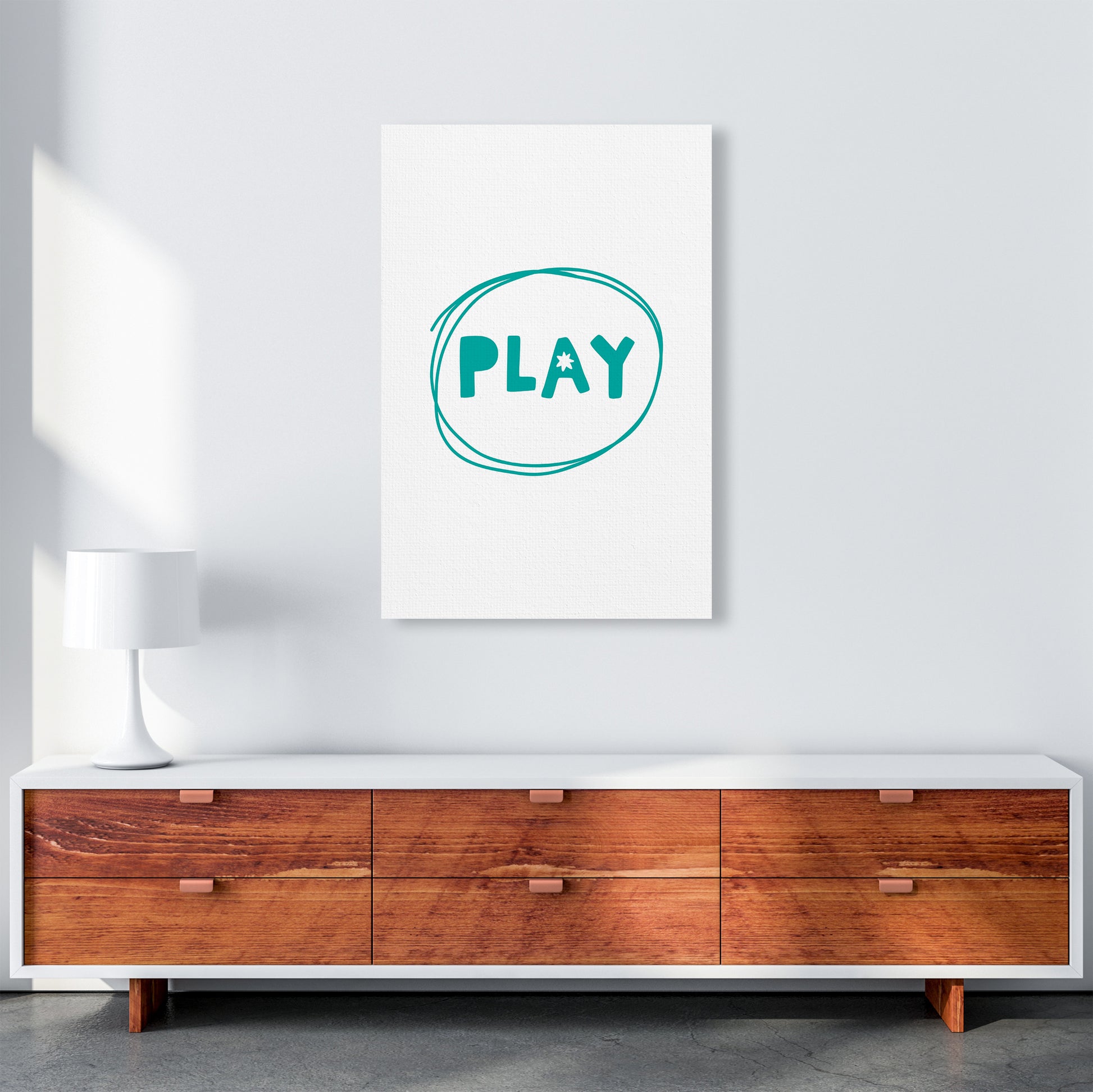 Play Teal Super Scandi  Art Print by Pixy Paper A1 Canvas