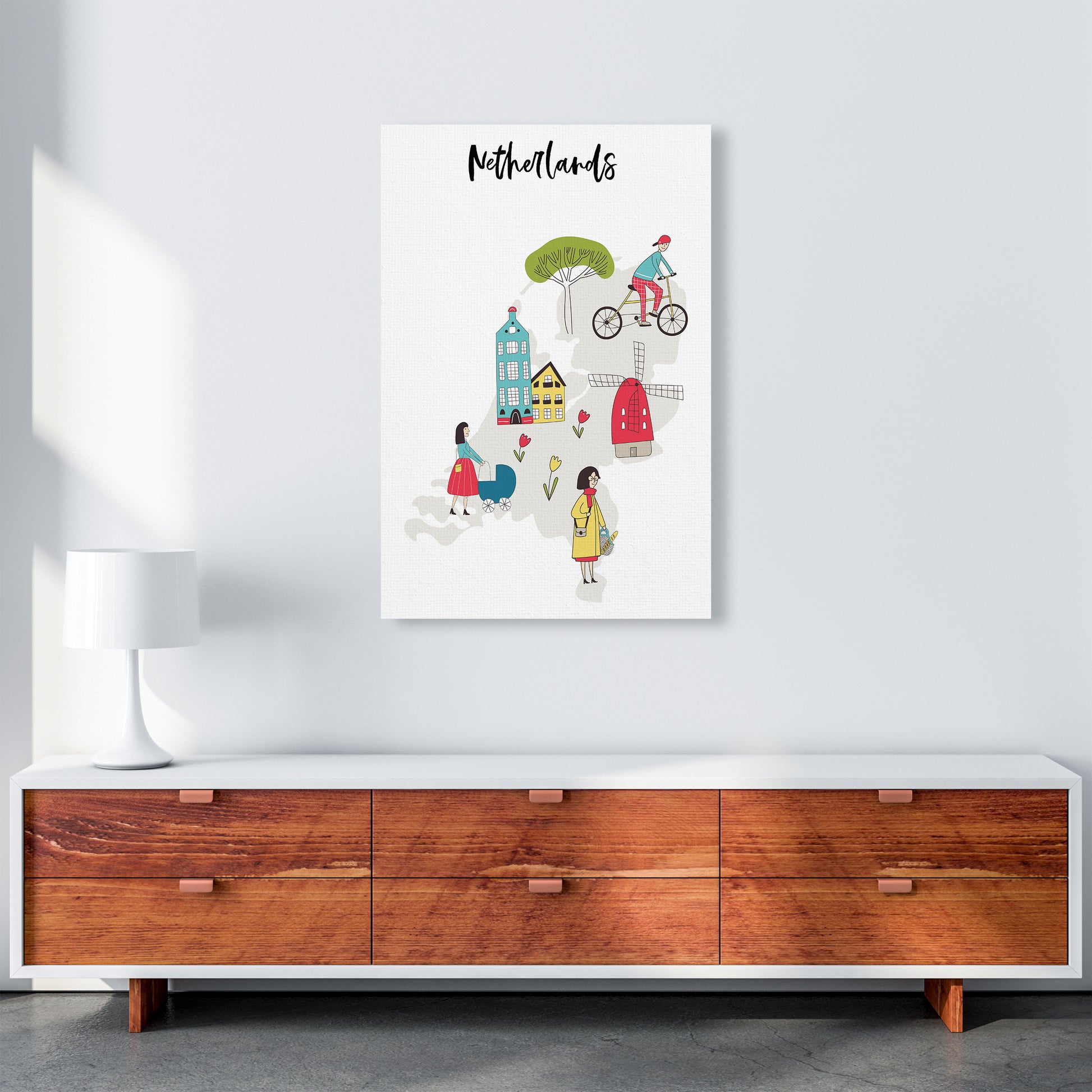 Netherlands Map  Art Print by Pixy Paper A1 Canvas