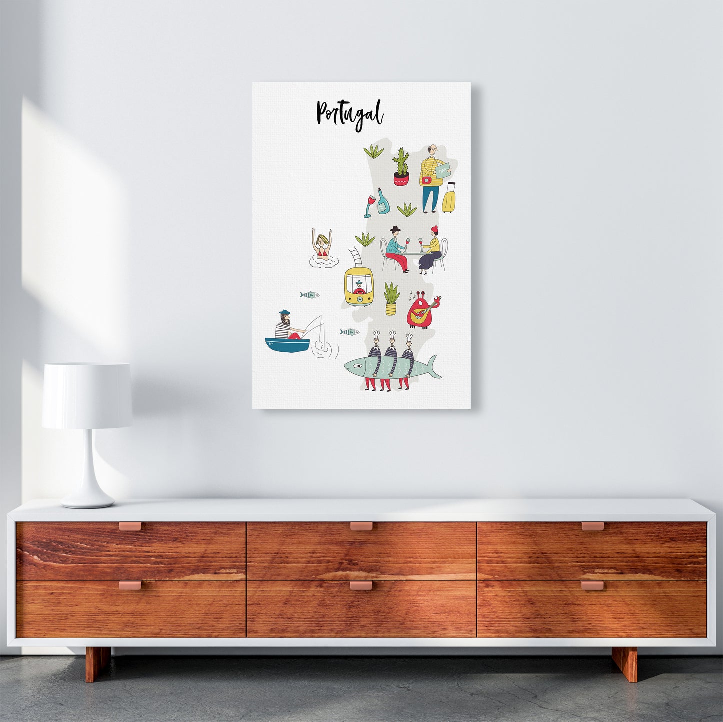Portugal Map  Art Print by Pixy Paper A1 Canvas