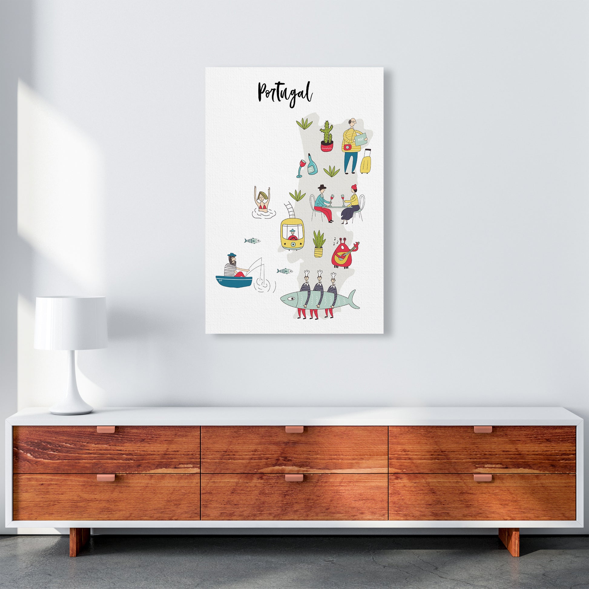 Portugal Map  Art Print by Pixy Paper A1 Canvas