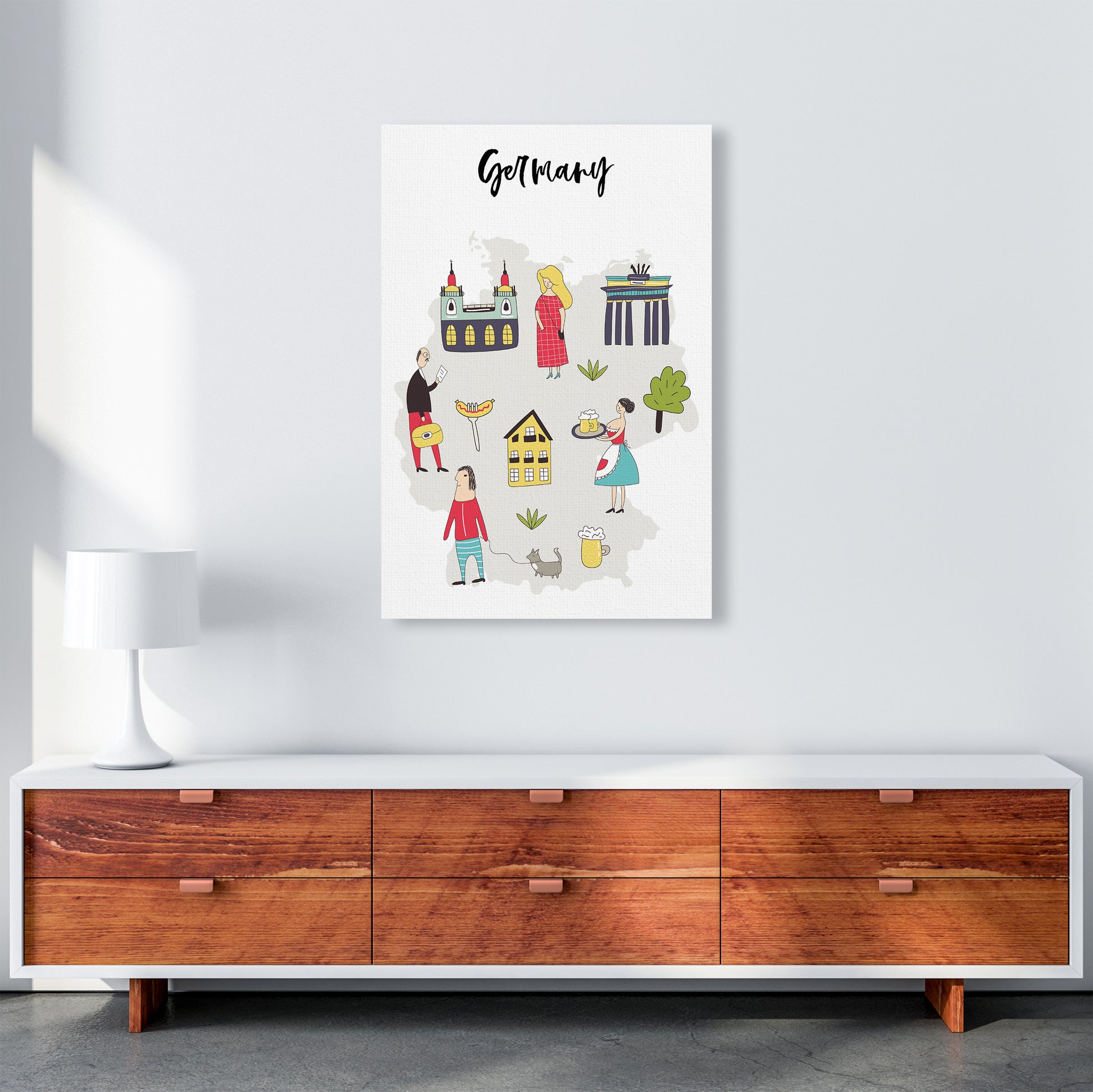 Germany Map  Art Print by Pixy Paper A1 Canvas