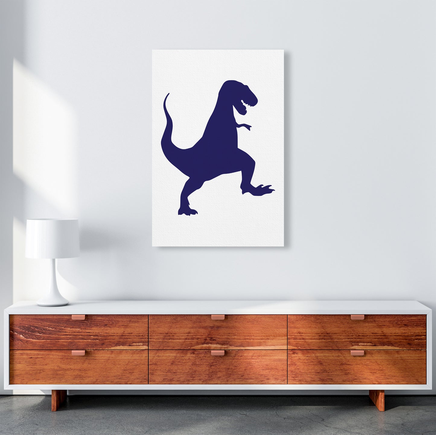 T-Rex Navy  Art Print by Pixy Paper A1 Canvas