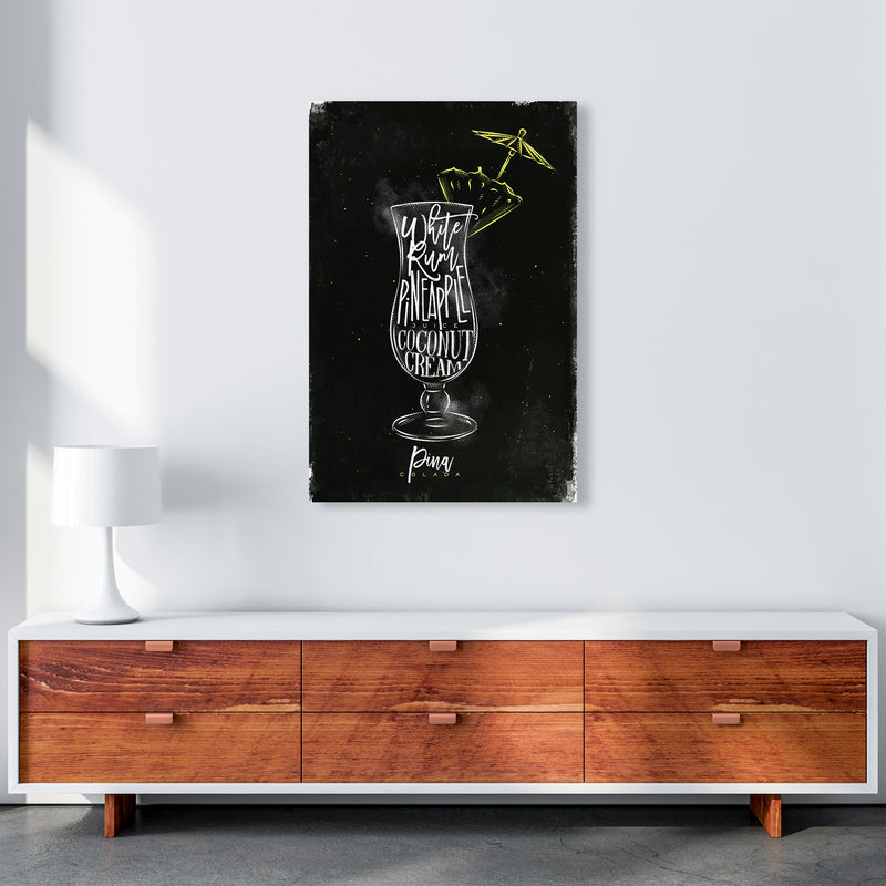 Pina Colada Cocktail Black  Art Print by Pixy Paper A1 Canvas