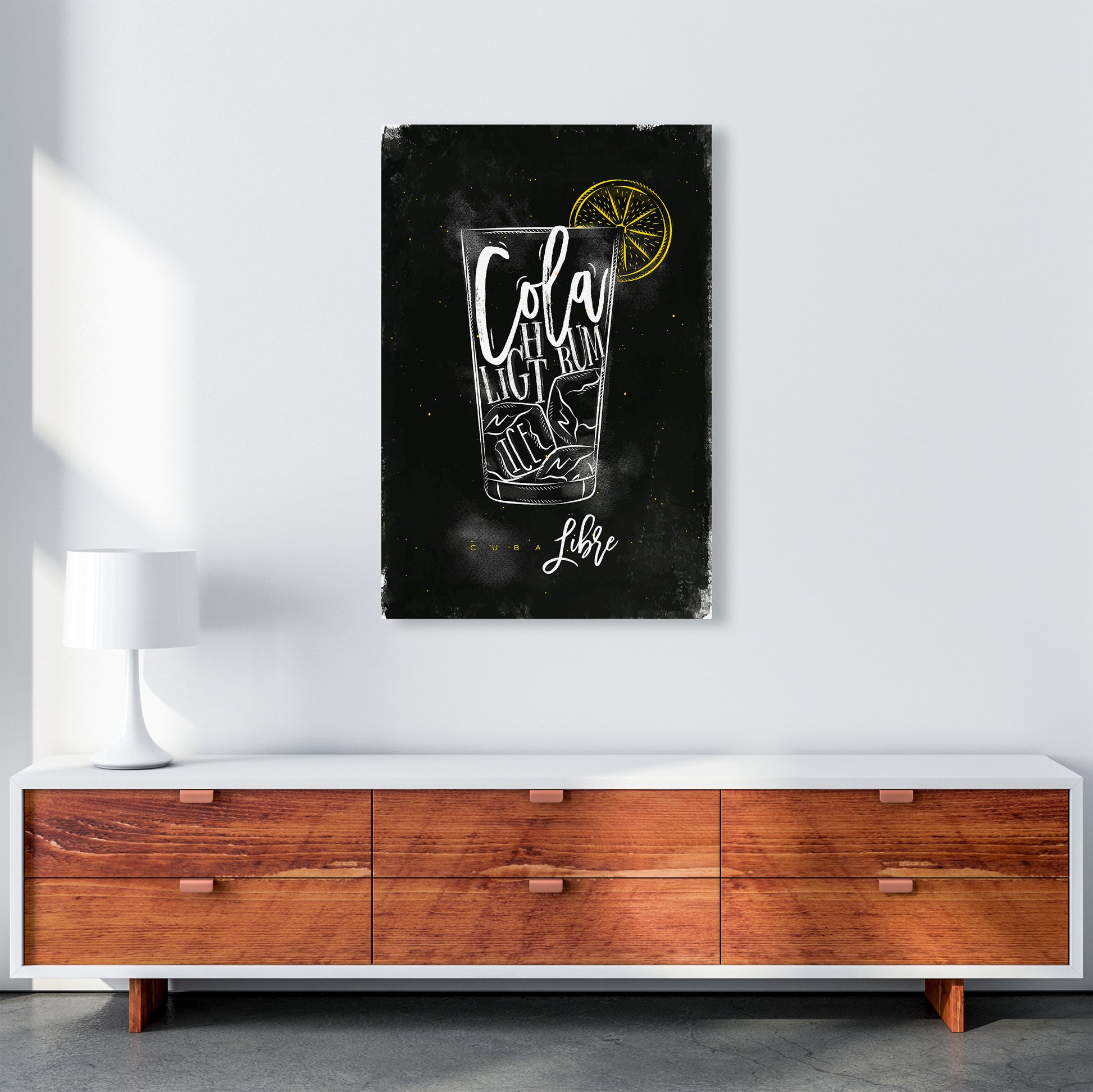 Cuba Libre Cocktail Black  Art Print by Pixy Paper A1 Canvas