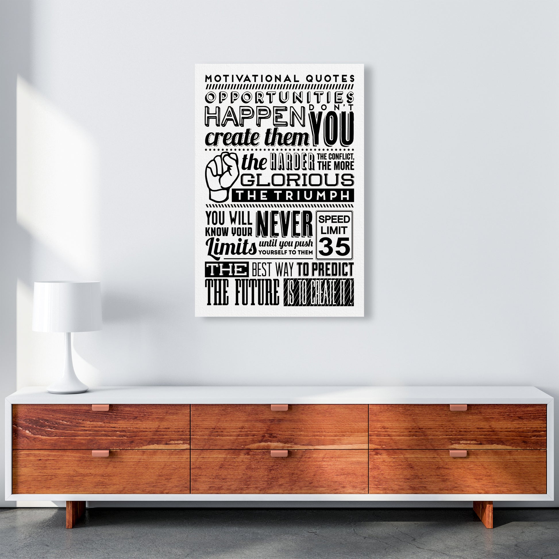 Opportunities Happen Vintage  Art Print by Pixy Paper A1 Canvas