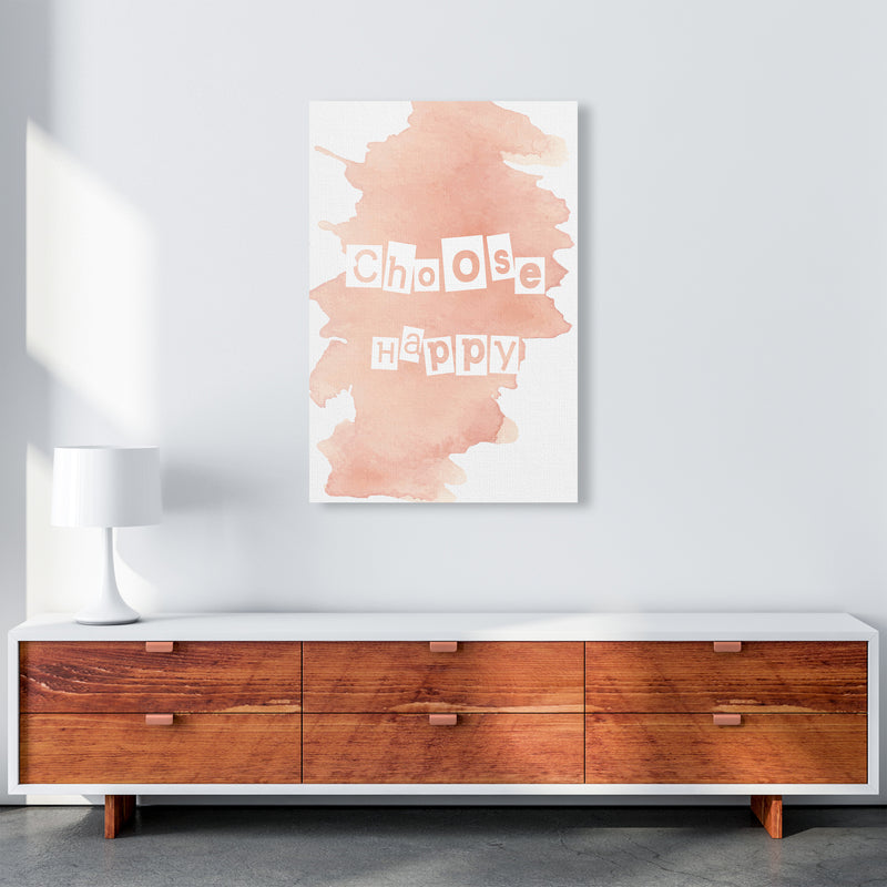 Choose Happy Watercolour  Art Print by Pixy Paper A1 Canvas