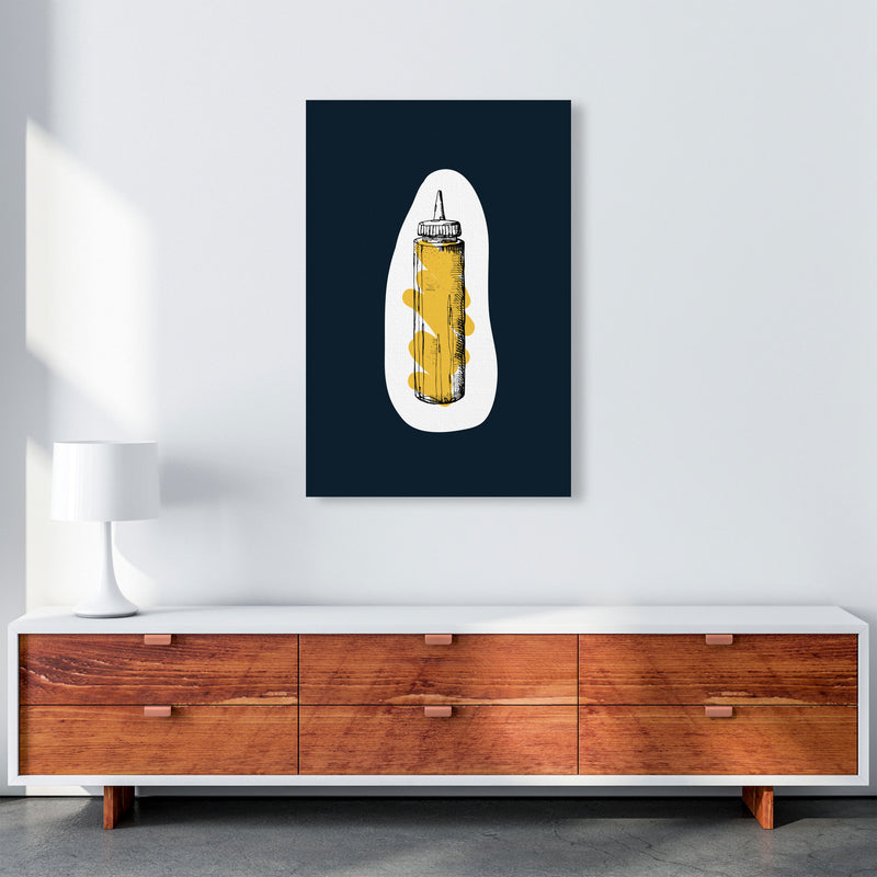 Kitchen Pop Mustard Navy Art Print by Pixy Paper A1 Canvas