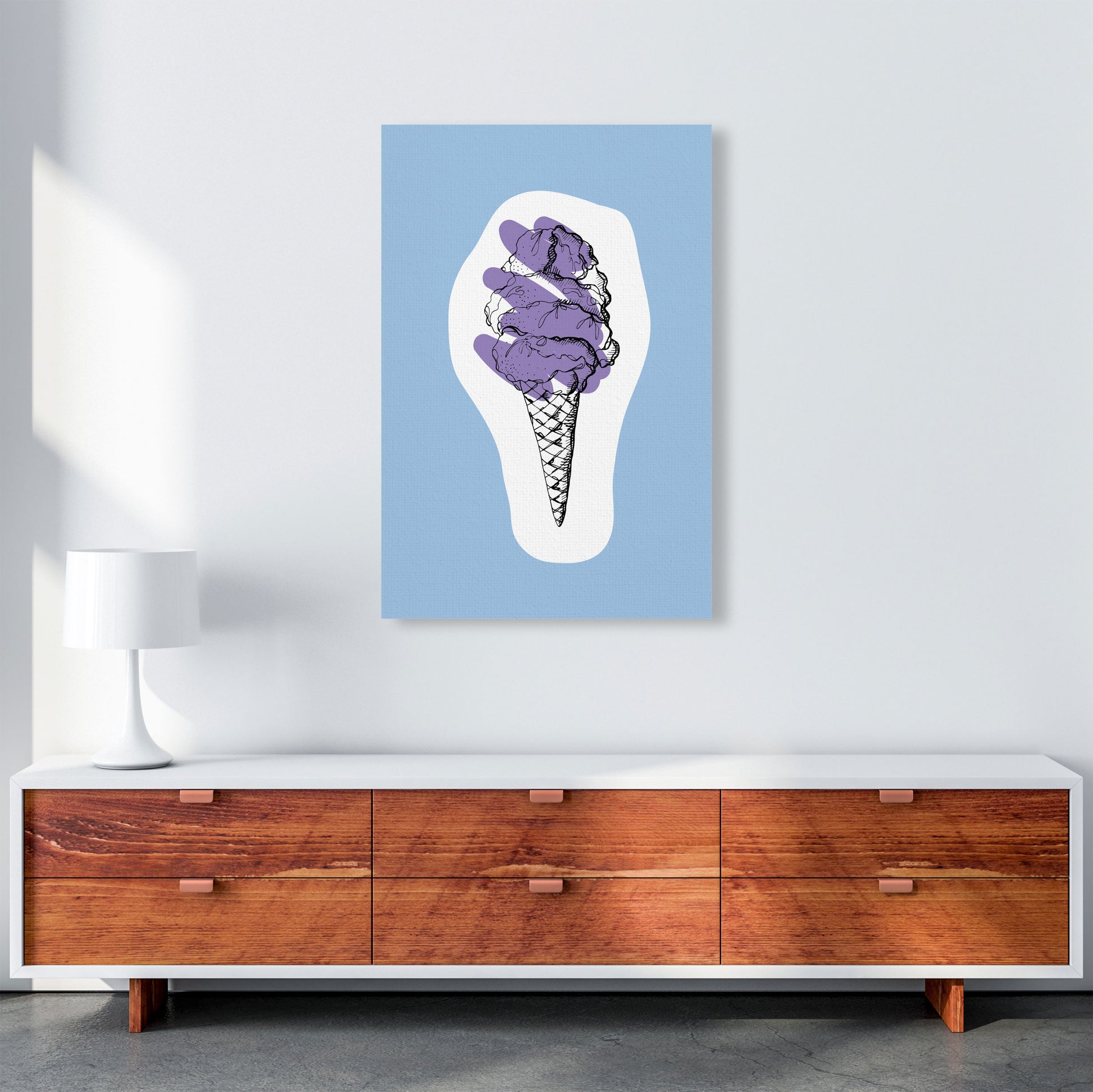 Kitchen Pop Ice Cream Blue Art Print by Pixy Paper A1 Canvas