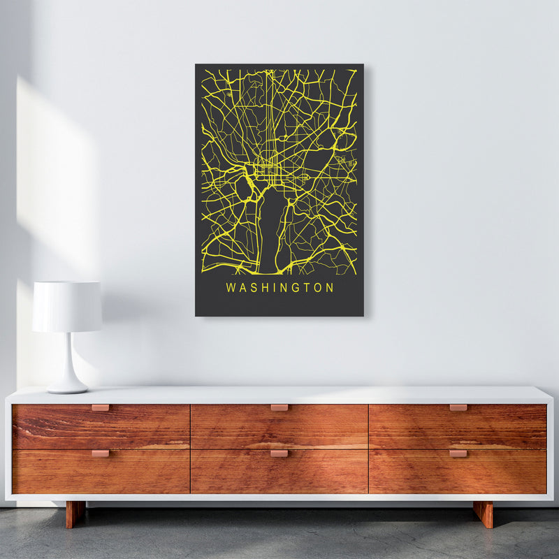 Washington Map Neon Art Print by Pixy Paper A1 Canvas