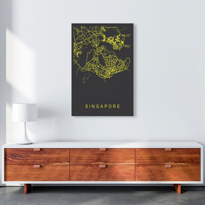Singapore Map Neon Art Print by Pixy Paper A1 Canvas