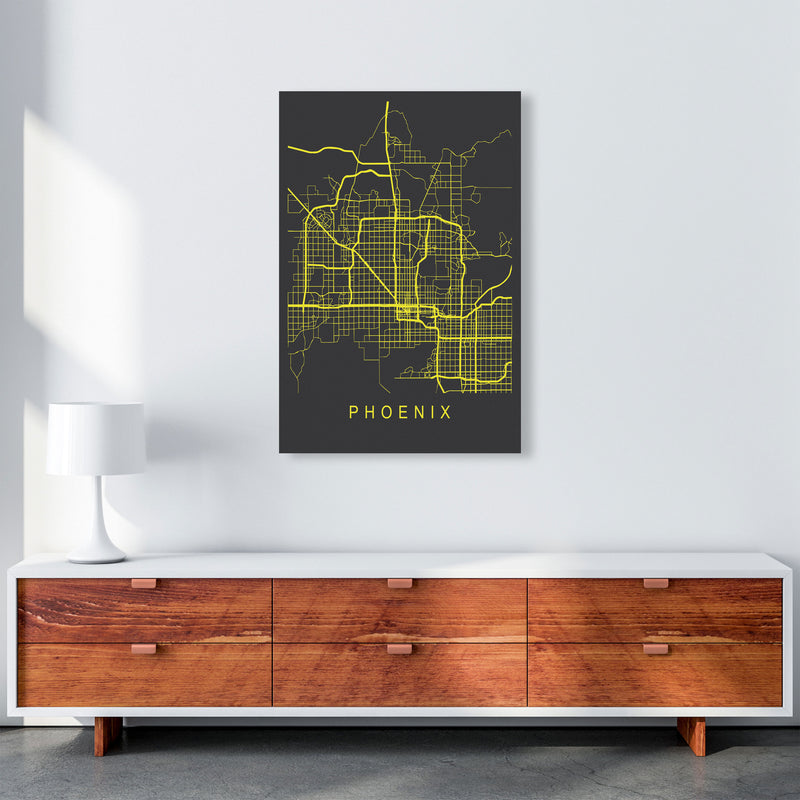 Phoenix Map Neon Art Print by Pixy Paper A1 Canvas