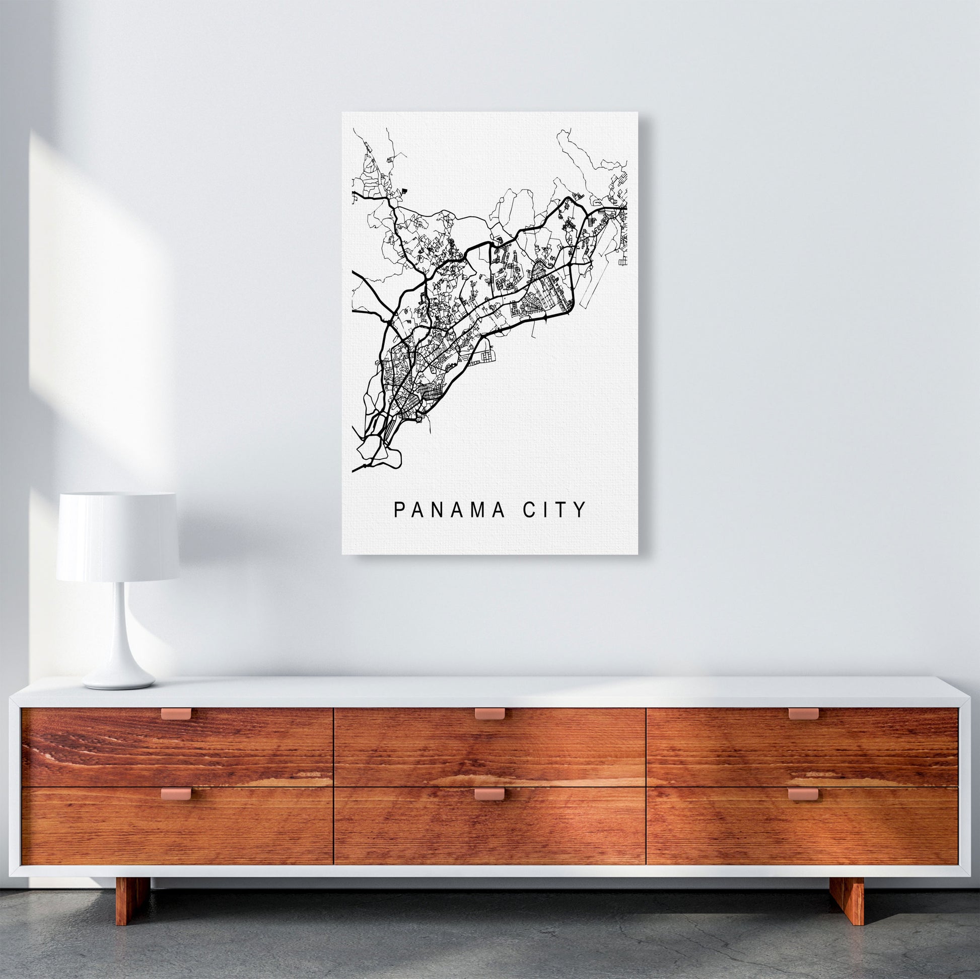 Panama Map Art Print by Pixy Paper A1 Canvas