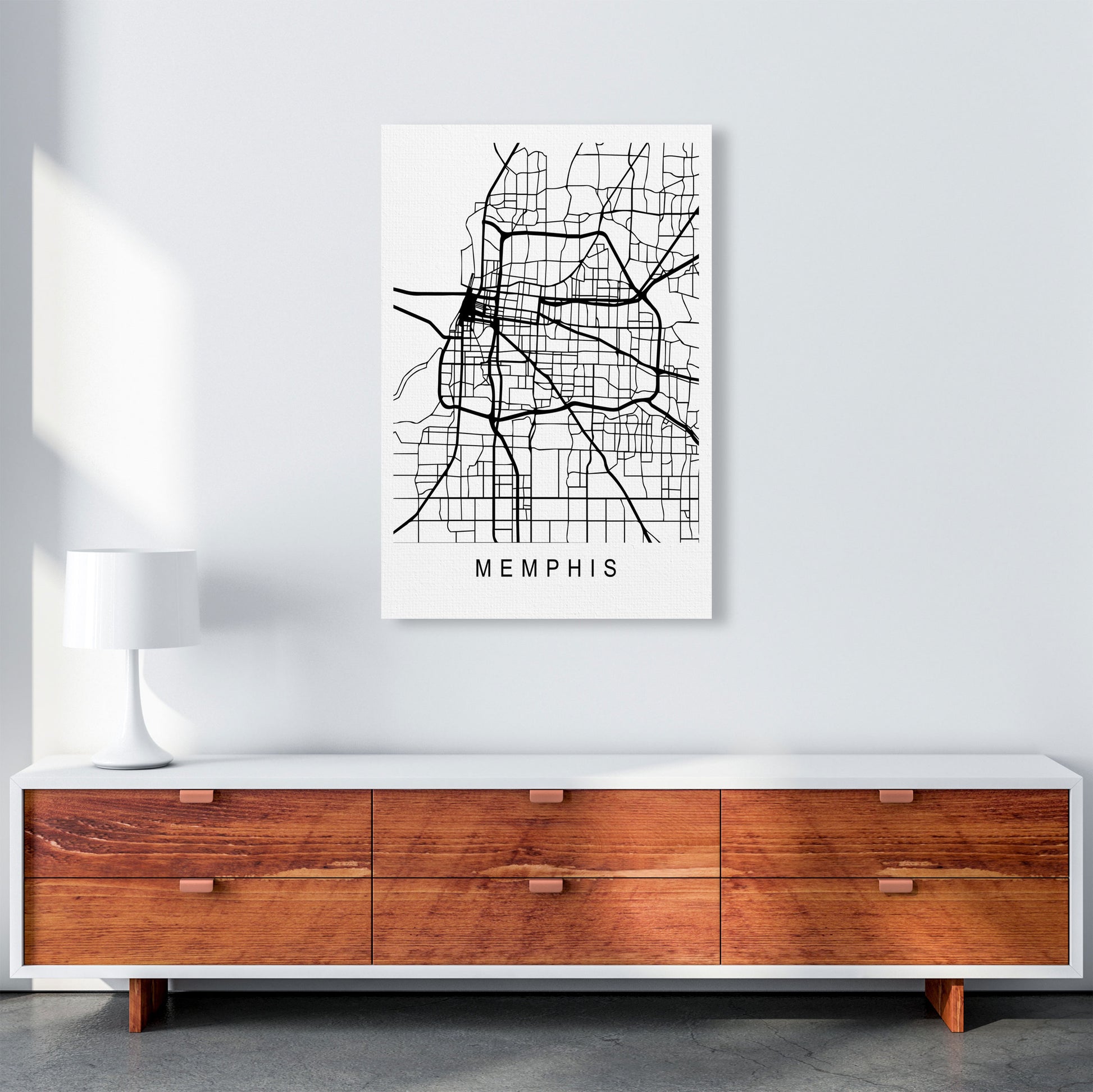 Memphis Map Art Print by Pixy Paper A1 Canvas