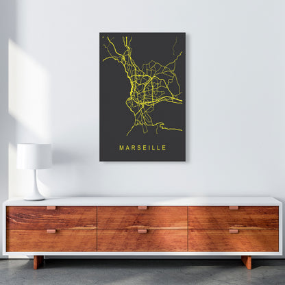 Marseille Map Neon Art Print by Pixy Paper A1 Canvas