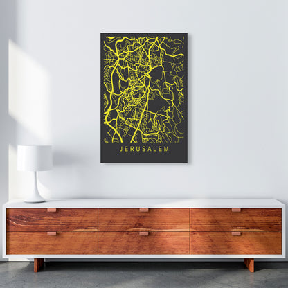 Jerusalem Map Neon Art Print by Pixy Paper A1 Canvas