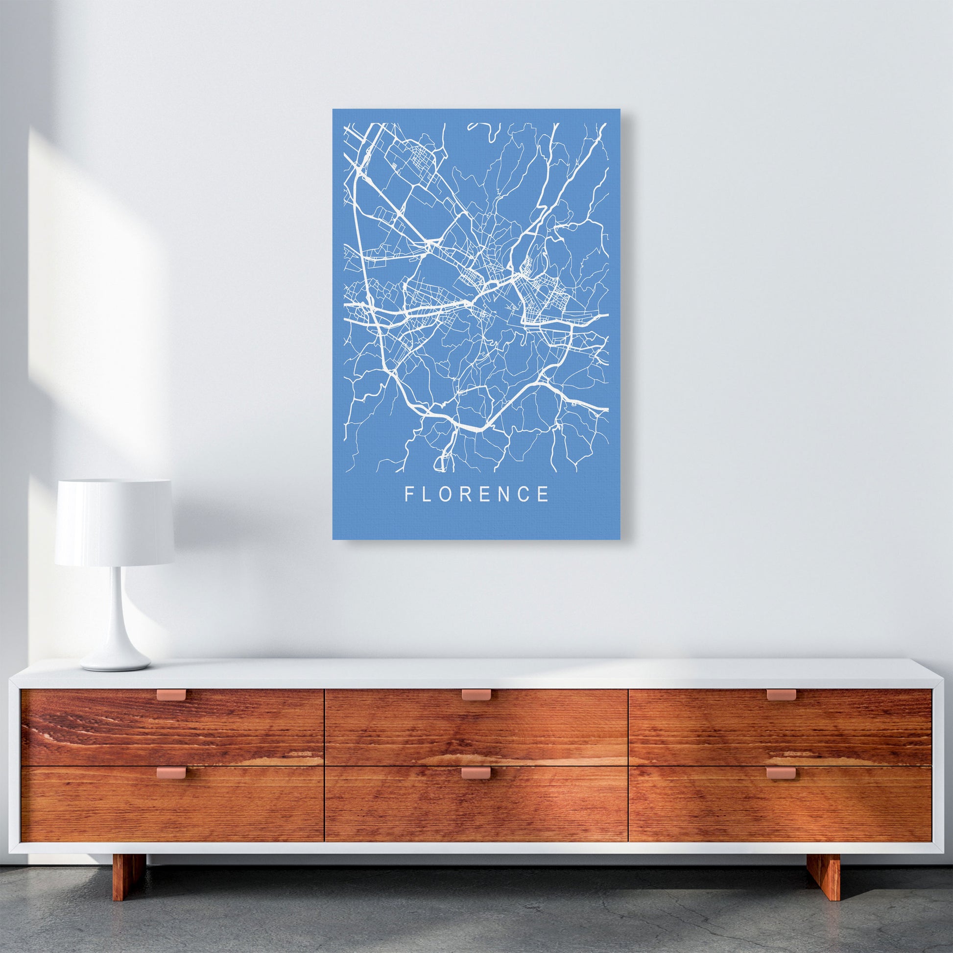 Florence Map Blueprint Art Print by Pixy Paper A1 Canvas