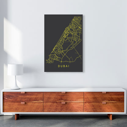 Dubai Map Neon Art Print by Pixy Paper A1 Canvas