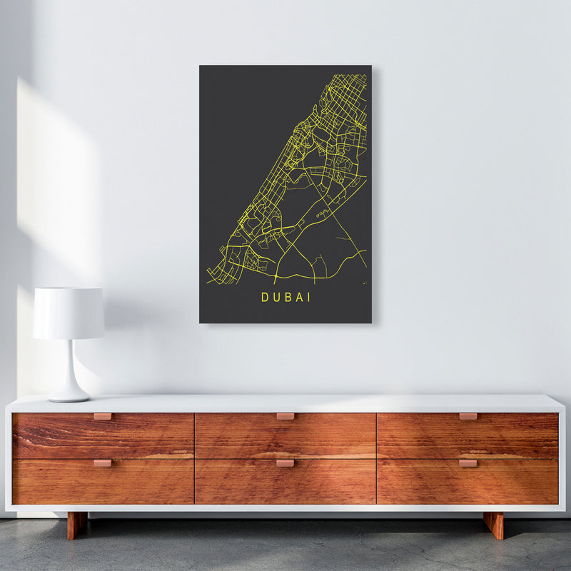Dubai Map Neon Art Print by Pixy Paper A1 Canvas