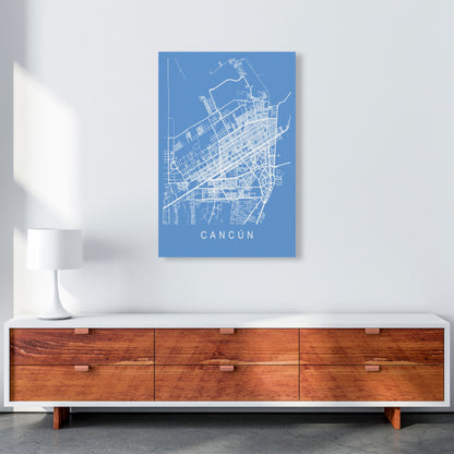 Cancun Map Blueprint Art Print by Pixy Paper A1 Canvas