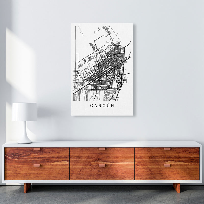 Cancun Map Art Print by Pixy Paper A1 Canvas