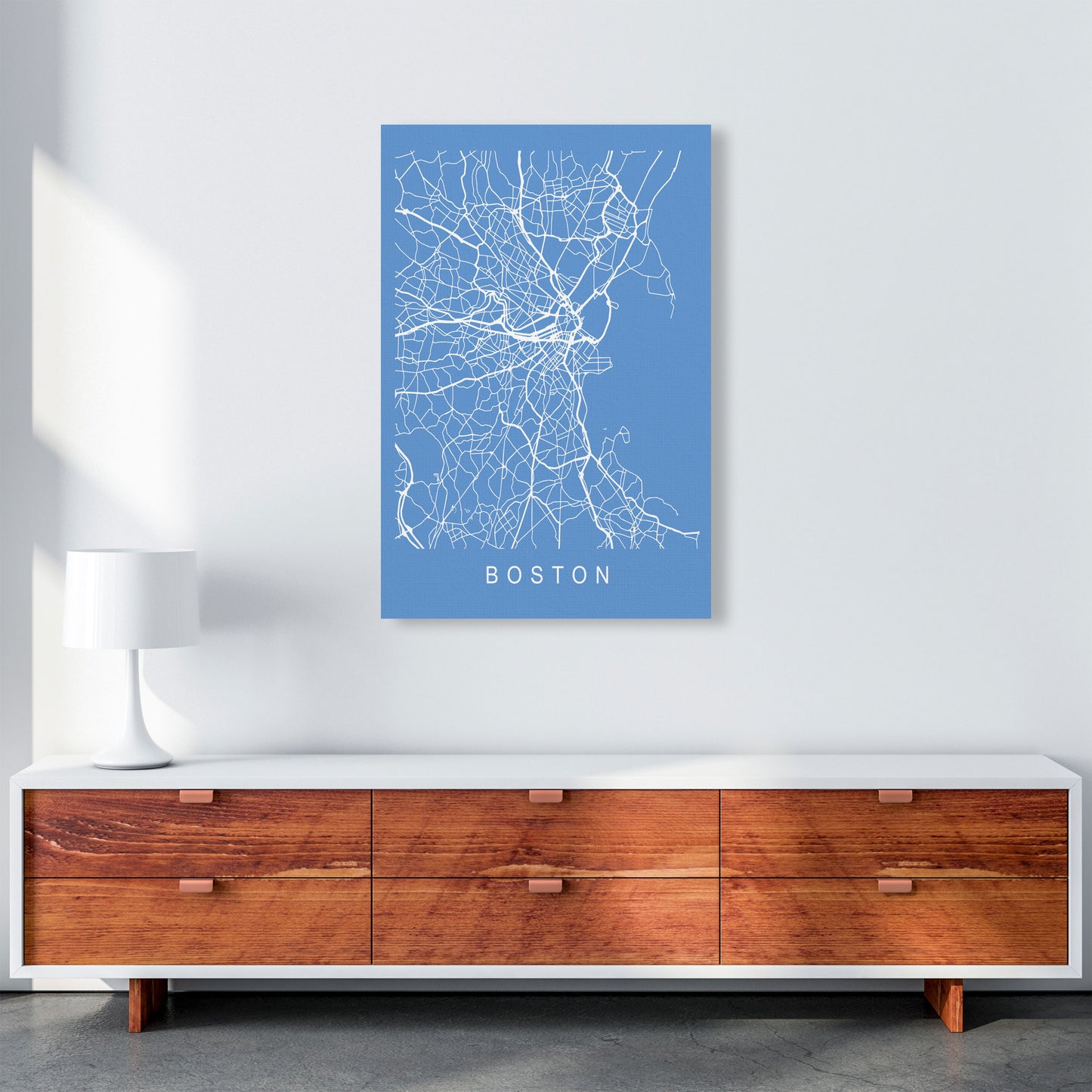 Boston Map Blueprint Art Print by Pixy Paper A1 Canvas