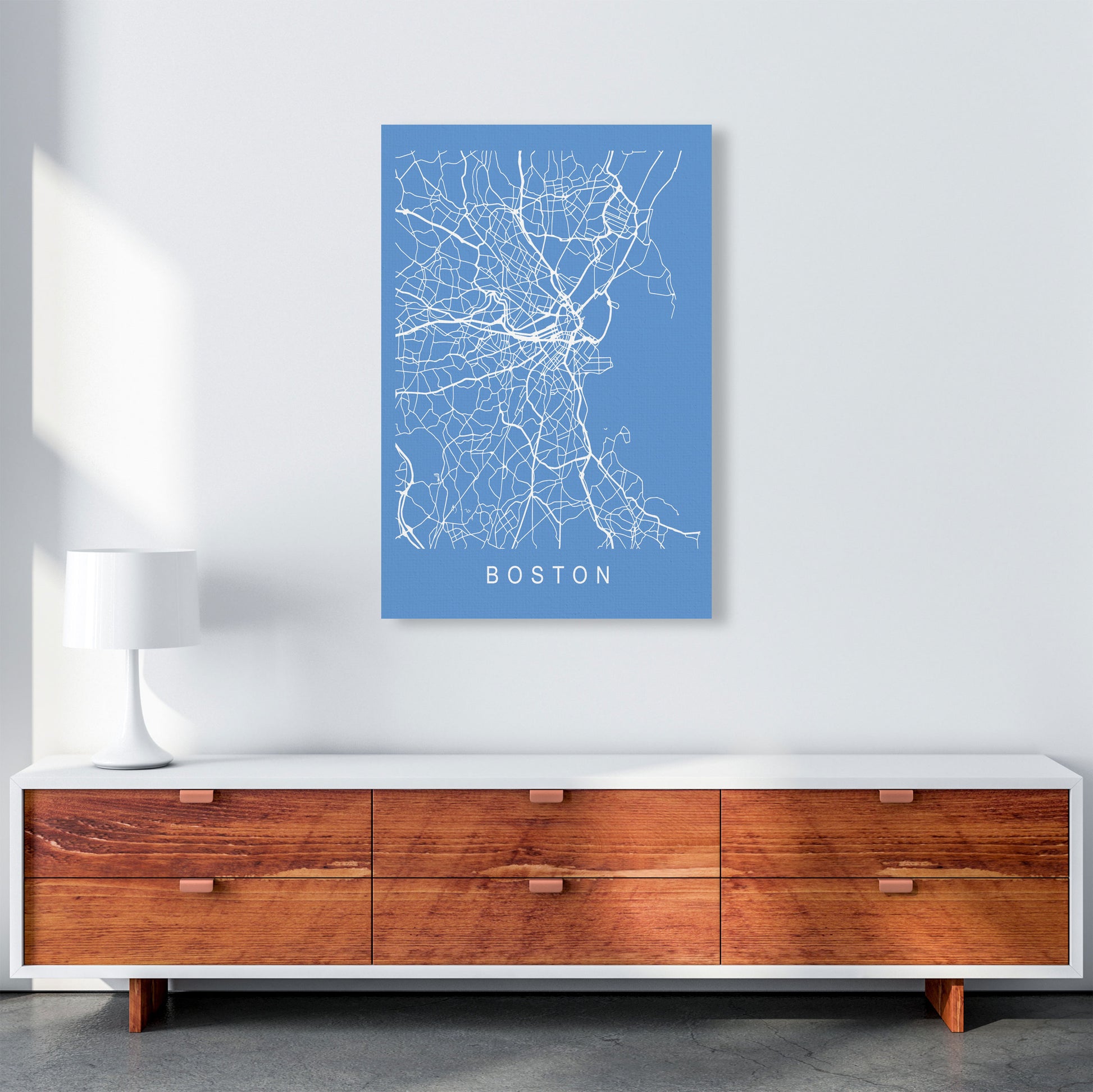 Boston Map Blueprint Art Print by Pixy Paper A1 Canvas