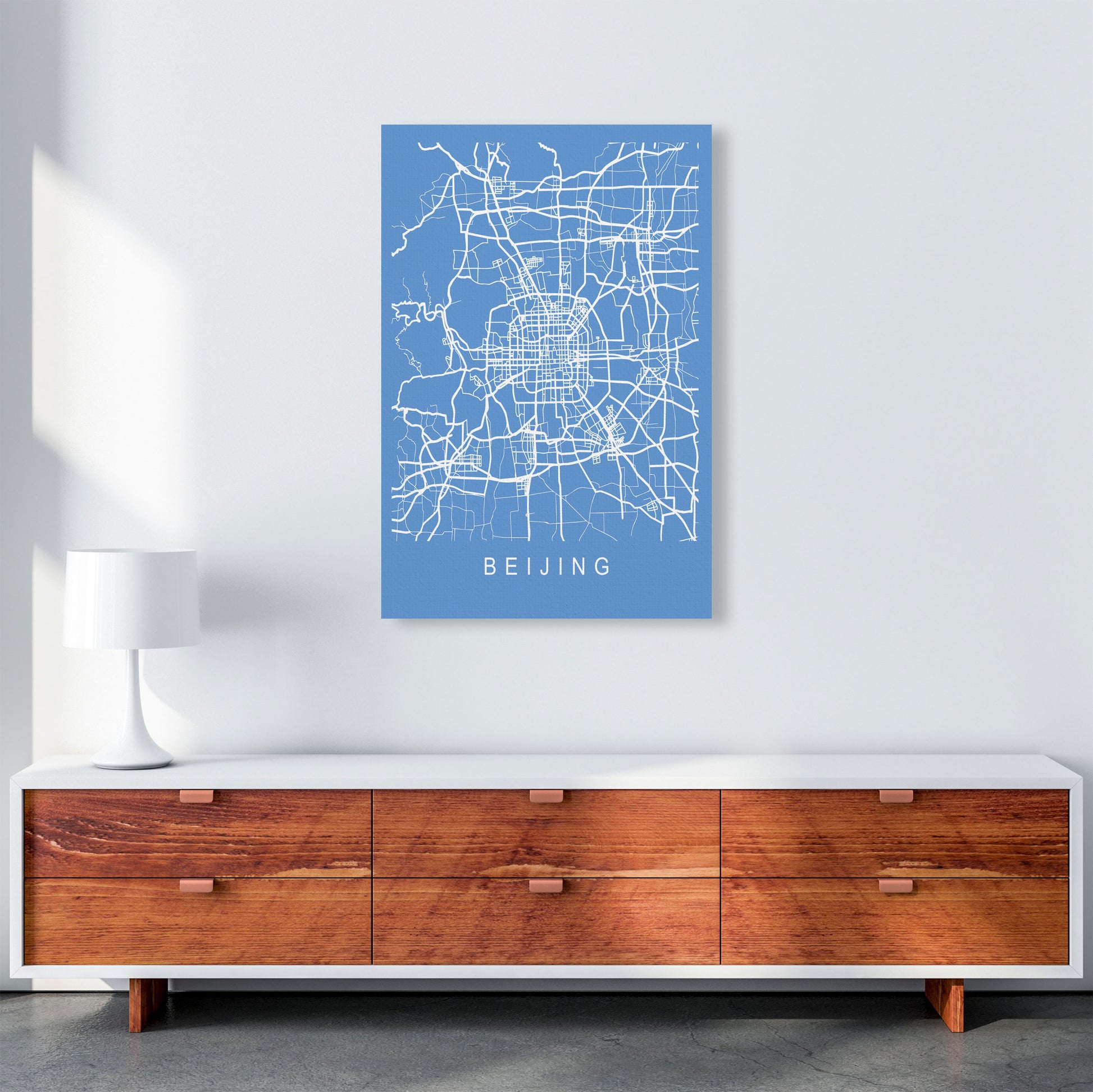 Beijing Map Blueprint Art Print by Pixy Paper A1 Canvas