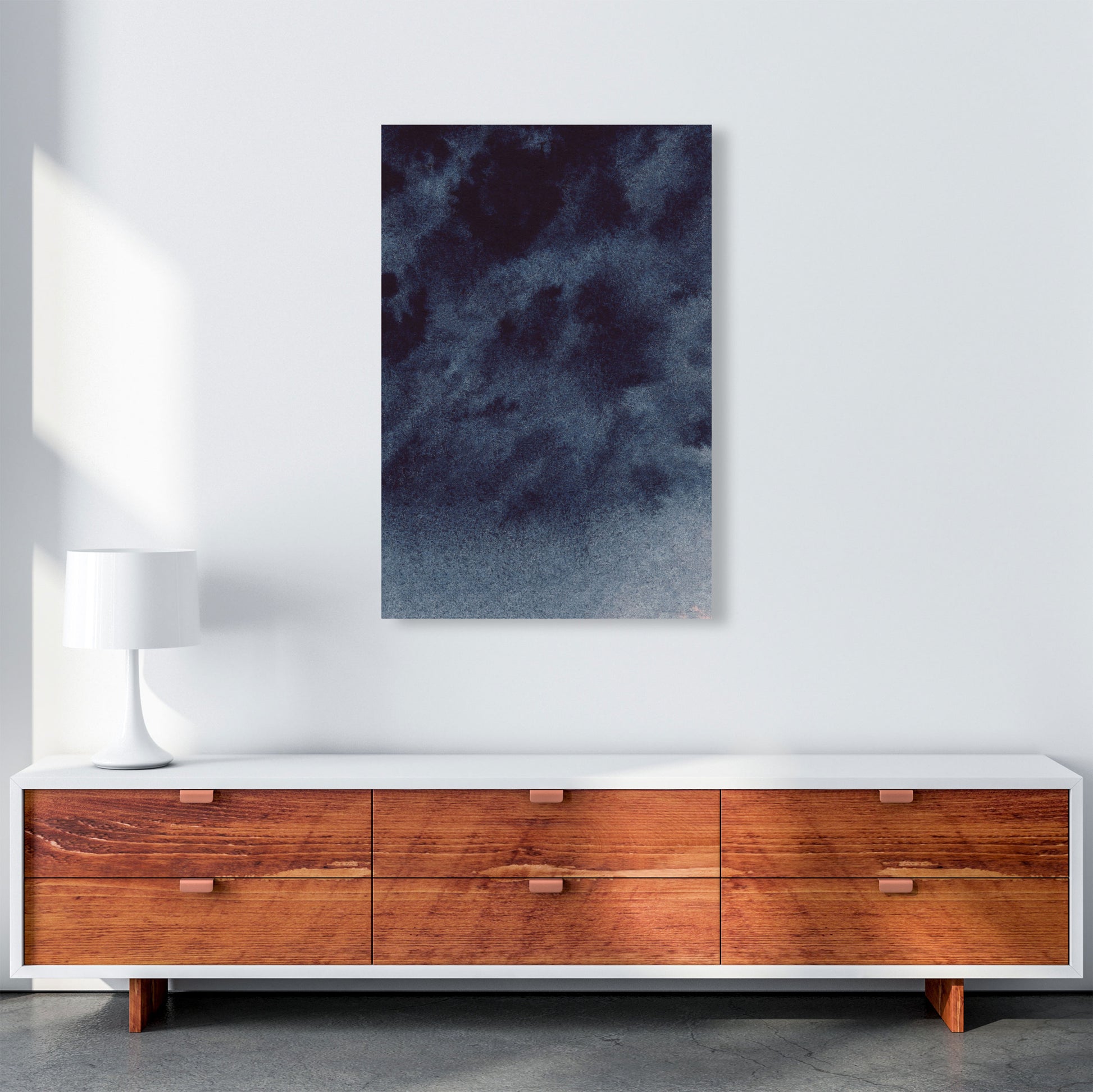 Sand Navy Watercolour Art Print by Pixy Paper A1 Canvas