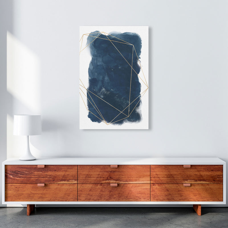 Aztec Navy Watercolour Art Print by Pixy Paper A1 Canvas