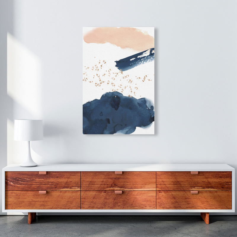 Aztec Blush and Navy Watercolour 01 Art Print by Pixy Paper A1 Canvas