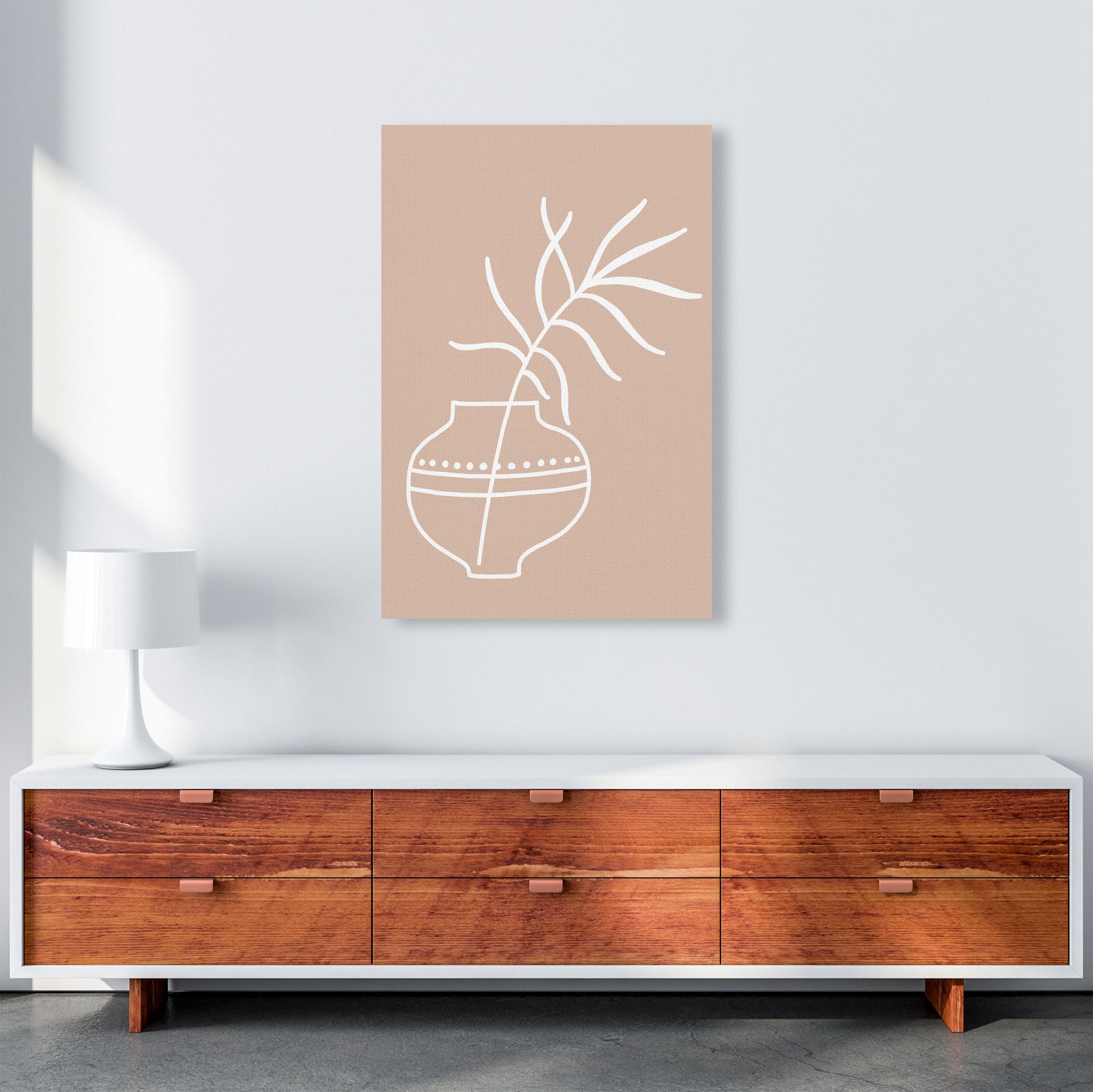 Inspired Pink Plant Silhouette Line Art Art Print by Pixy Paper A1 Canvas