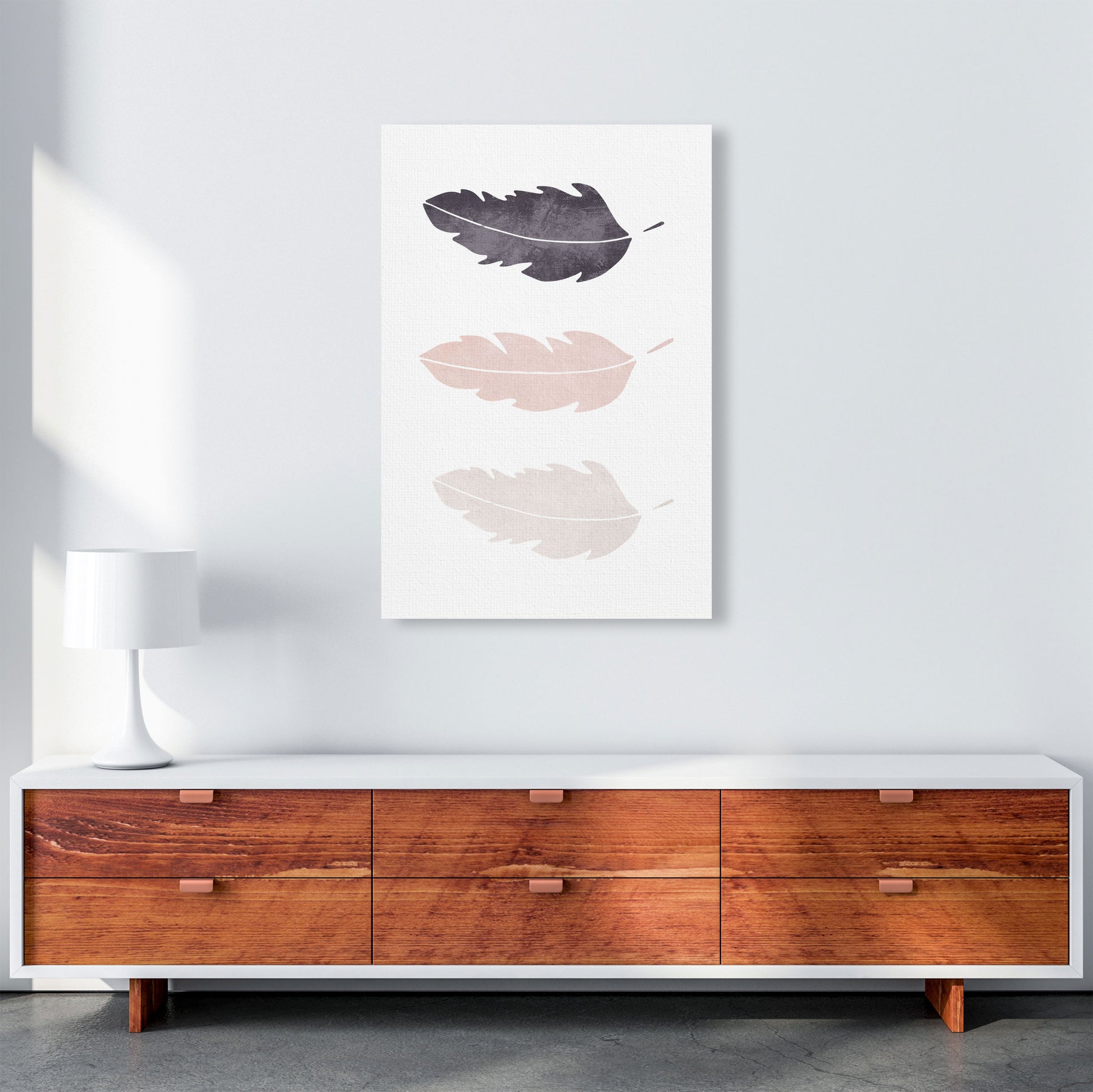 Feathers pink cotton Art Print by Pixy Paper A1 Canvas
