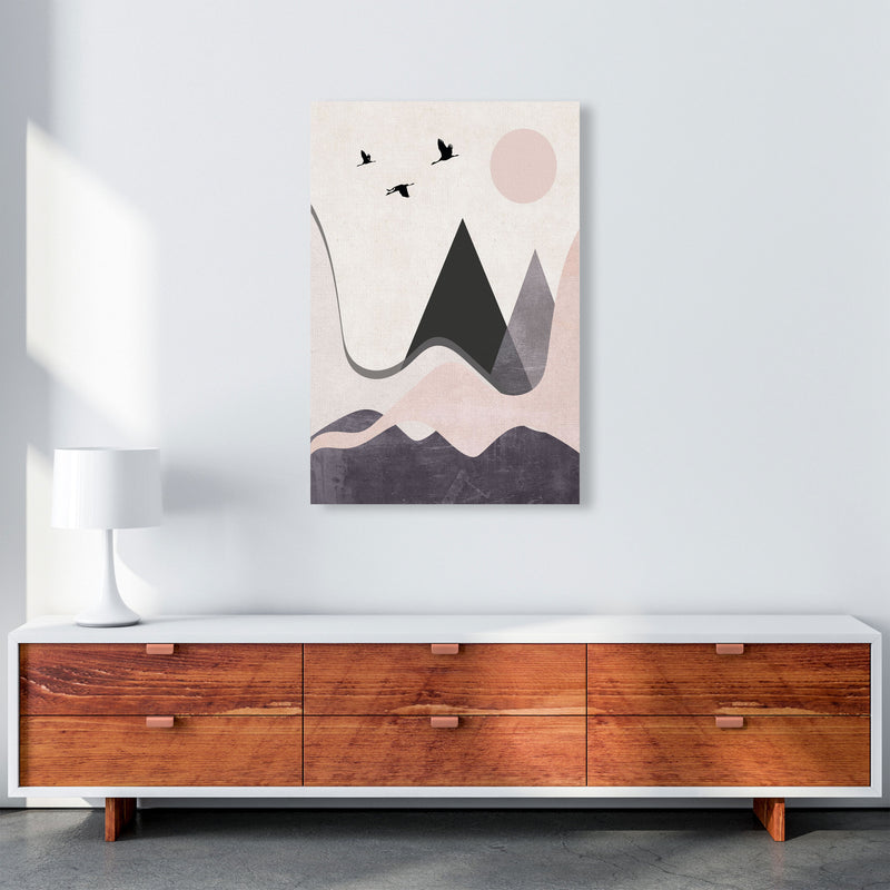 Hills and mountains pink cotton Art Print by Pixy Paper A1 Canvas