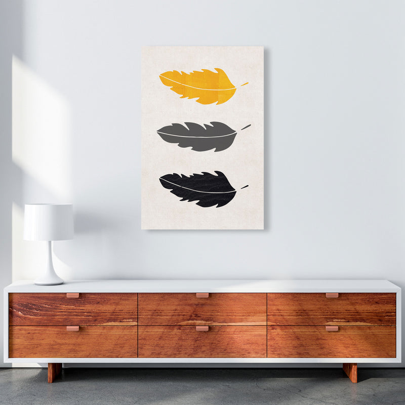 Feathers Mustard Art Print by Pixy Paper A1 Canvas