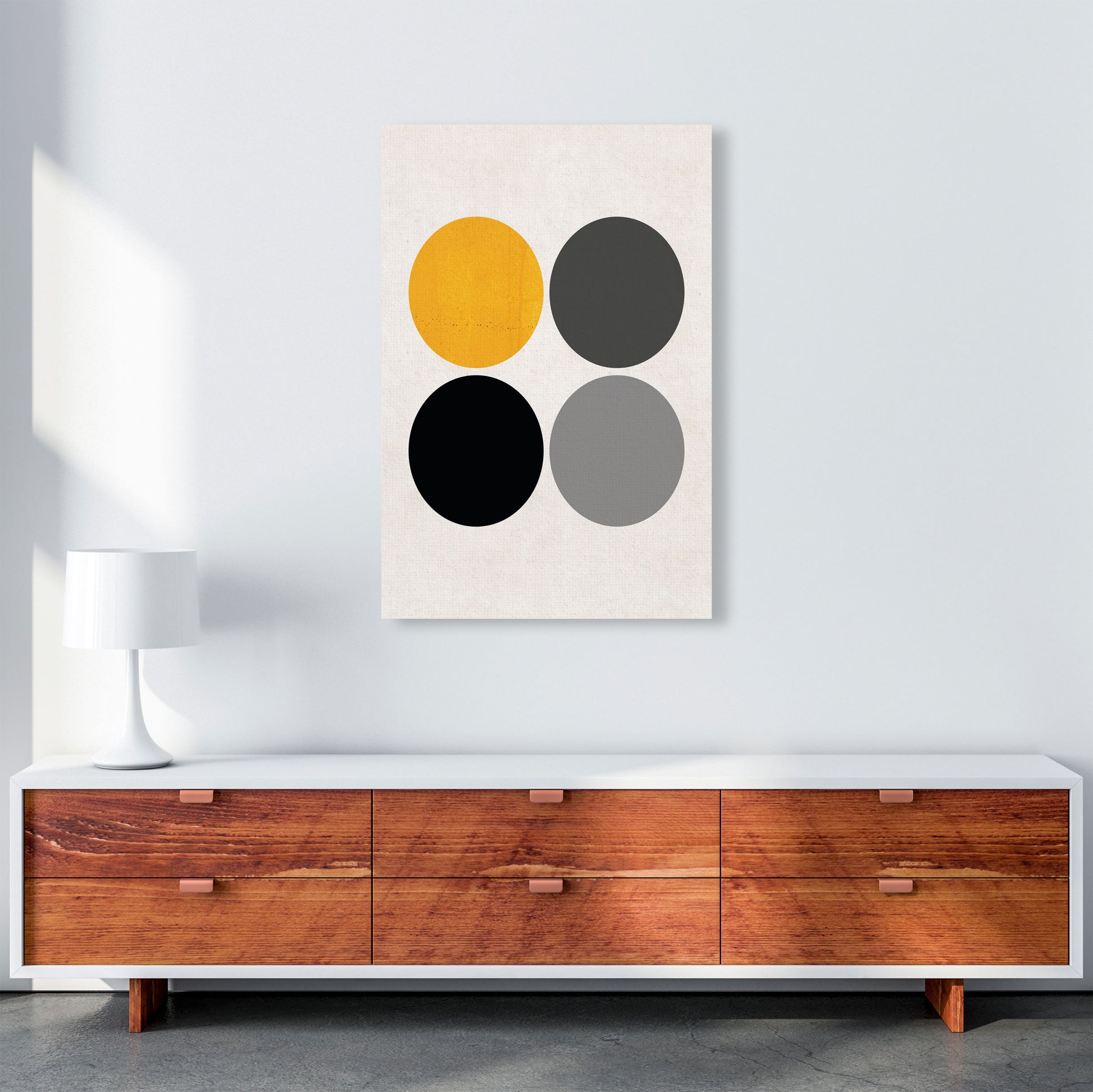 Circles Mustard Art Print by Pixy Paper A1 Canvas