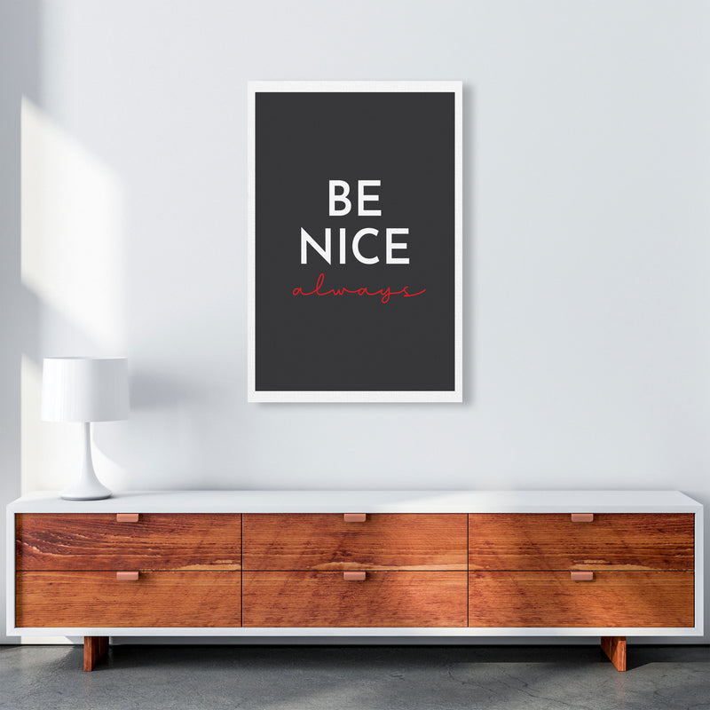 Be Nice Black Art Print by Pixy Paper A1 Canvas