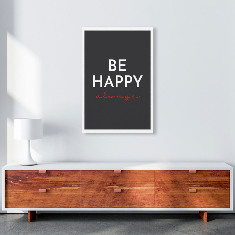 Be Happy Black Art Print by Pixy Paper A1 Canvas
