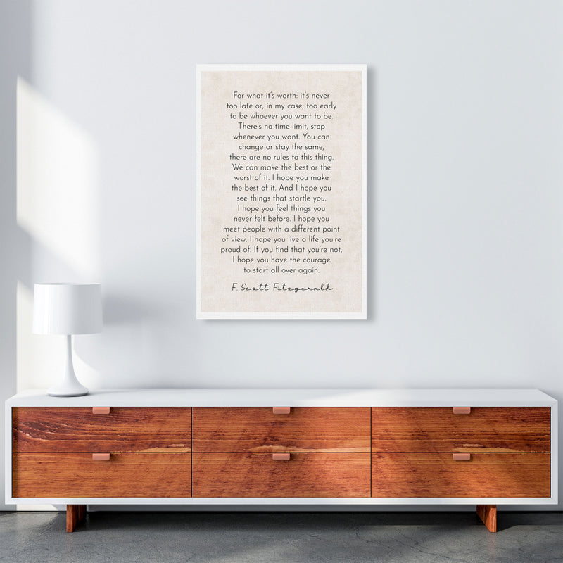 It's Never Too Late - Fitzgerald Art Print by Pixy Paper A1 Canvas