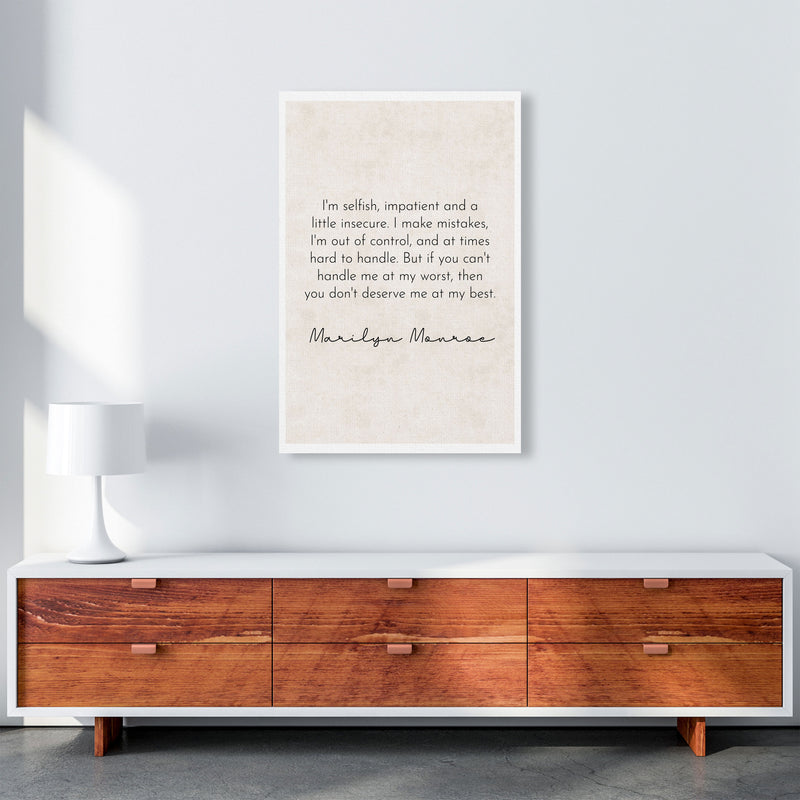I'm Selfish - Marilyn Monroe Art Print by Pixy Paper A1 Canvas