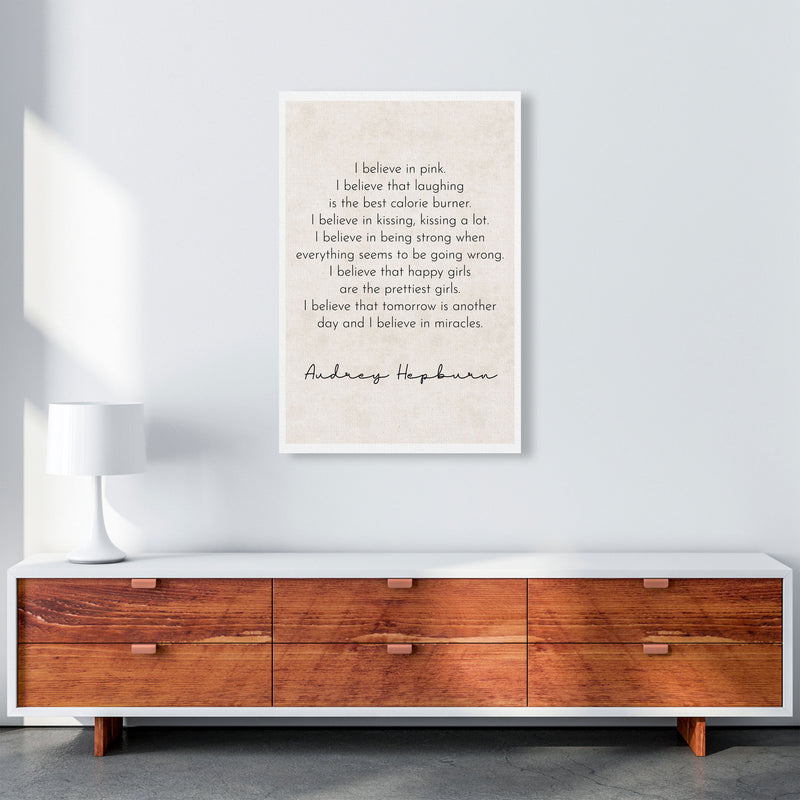 Happy Girls Are The Prettiest - Audrey Hepburn Art Print by Pixy Paper A1 Canvas