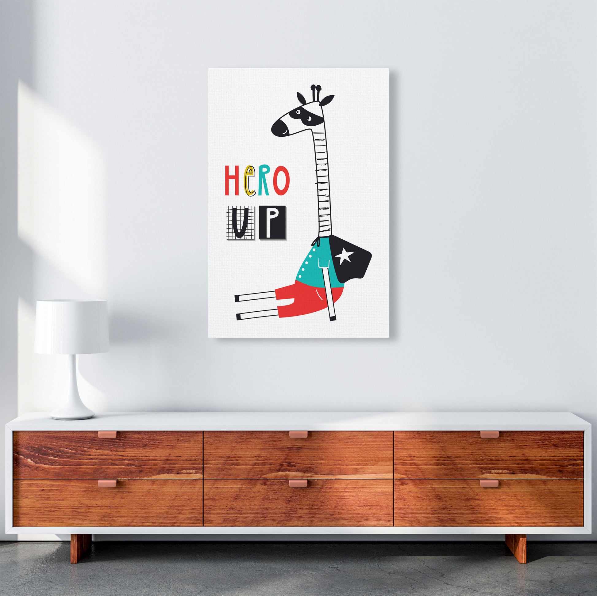 Hero up giraffe Art Print by Pixy Paper A1 Canvas