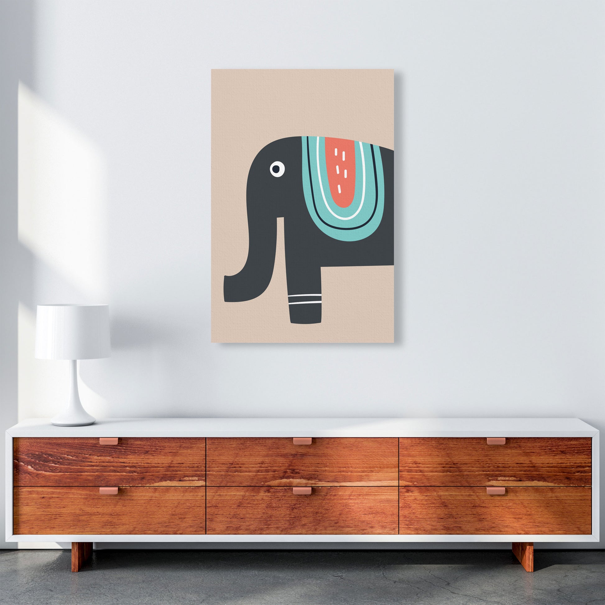Elephant Neutral kids Art Print by Pixy Paper A1 Canvas